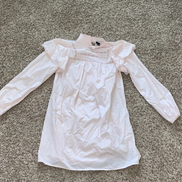 NWT Wild Fable Light Pink High Neck Poplin Baby Doll Dress with Long Sleeves XS - Picture 3 of 9